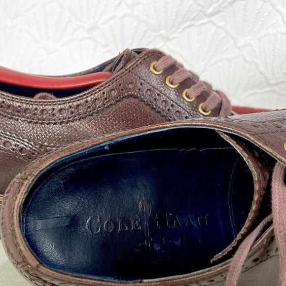 Cole Haan Shoes Mens Size 7.5 Brown Cooper Square Wingtip Oxford Dress Shoes - Picture 12 of 13